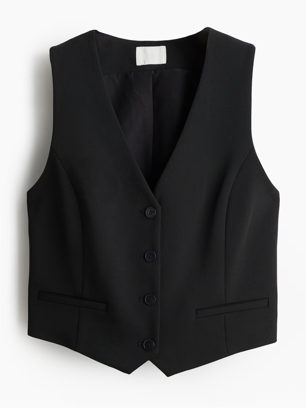 H & M black v neck lined button down vest size small
